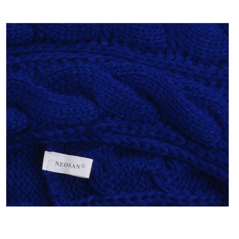 NEOSAN Womens Thick Ribbed Knit Winter Infinity Circle Loop Scarf Twist Blue - Image 3